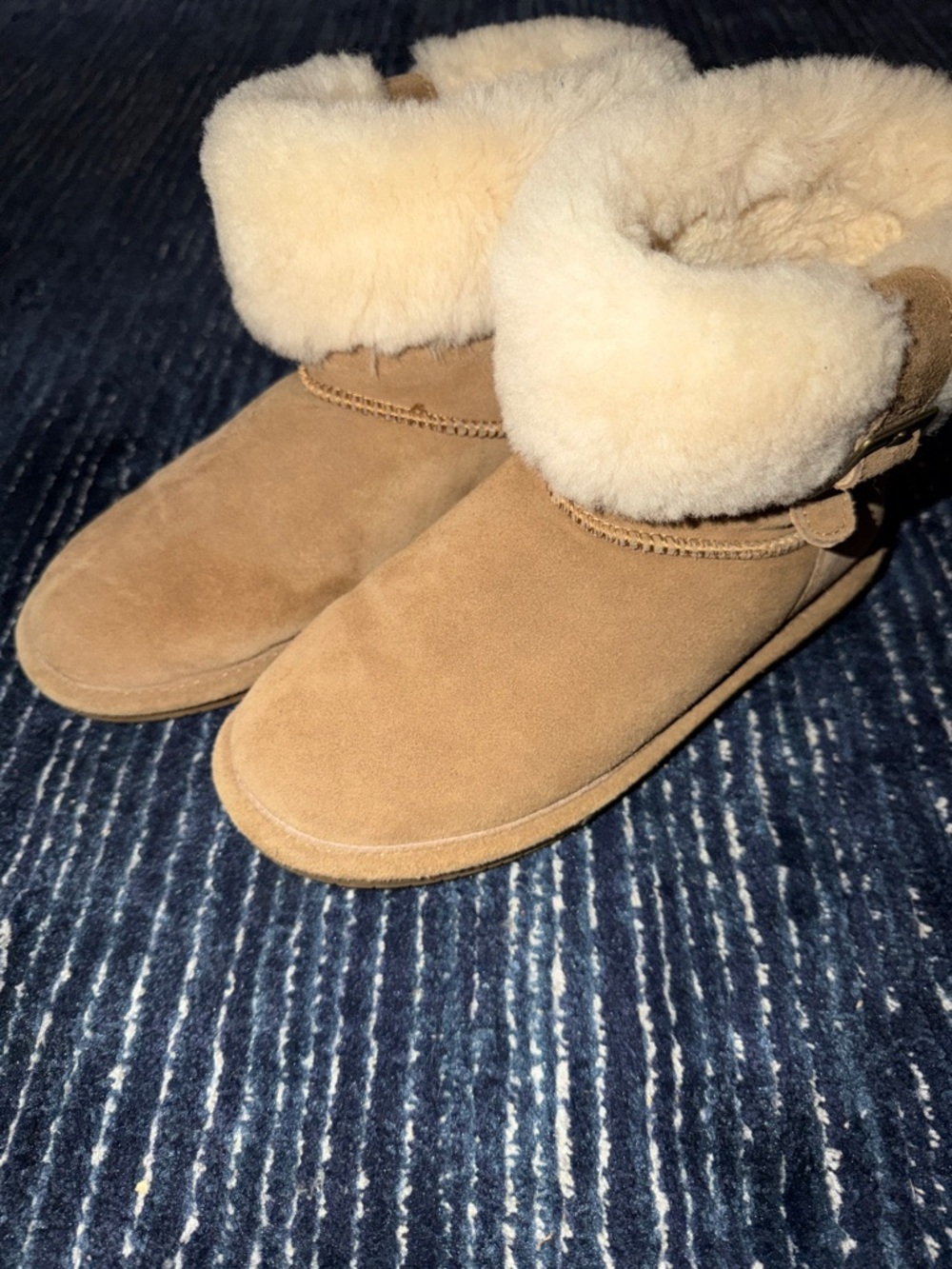 BearPaw Women's Chestnut Suede Winter Booties with Shearling Cuff